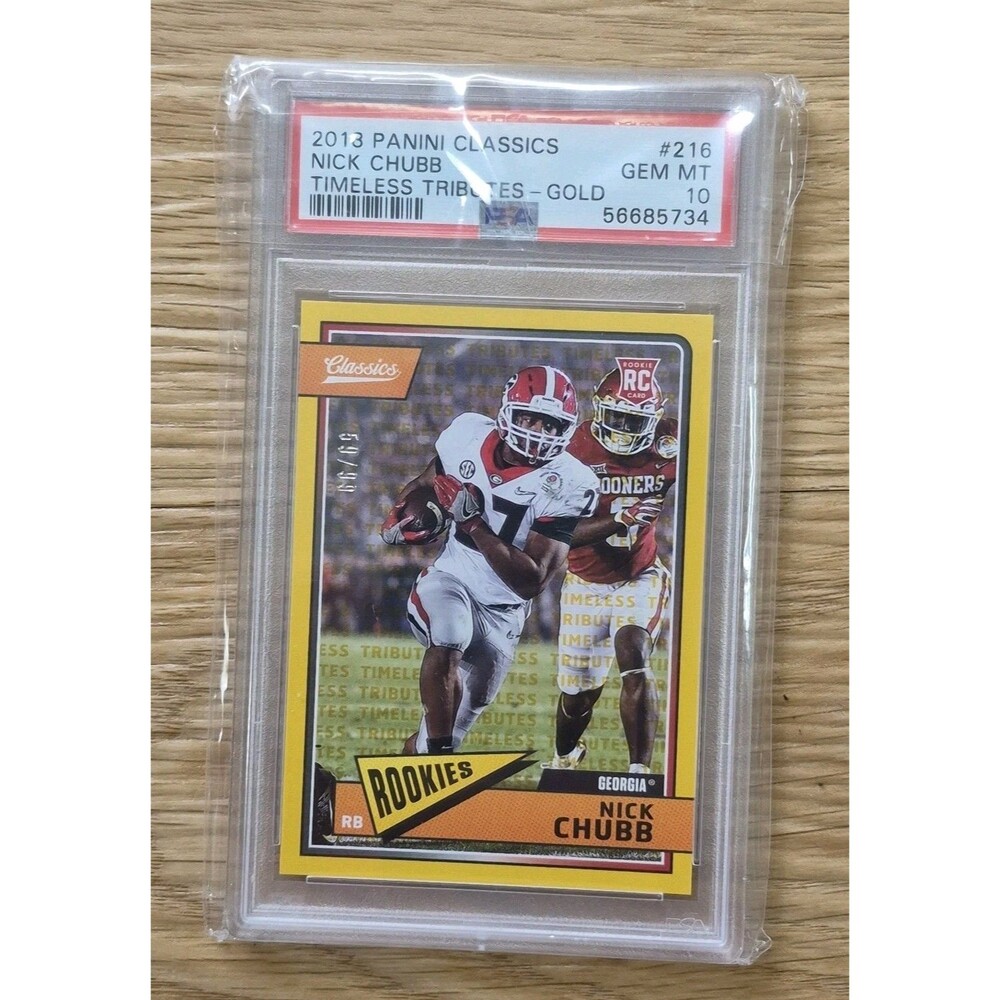 2018 Nick Chubb Classics RC Browns Georgia Rookie Tomeless Gold PSA 10 #ed/99